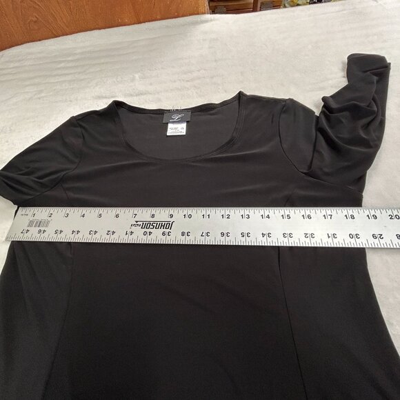 Libra Womens Black Taupe Asymmetric Swing Hem Tunic Top Large 3/4 Sleeve Stretch - Picture 8 of 9